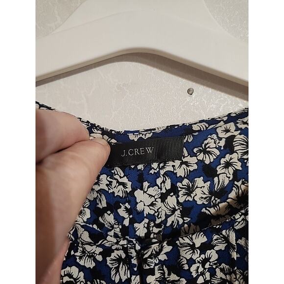 J.Crew Blouse Sleevless Ruffle V-Neck Blue Floral Pleated Front SEE MEASUREMENT - Picture 3 of 6